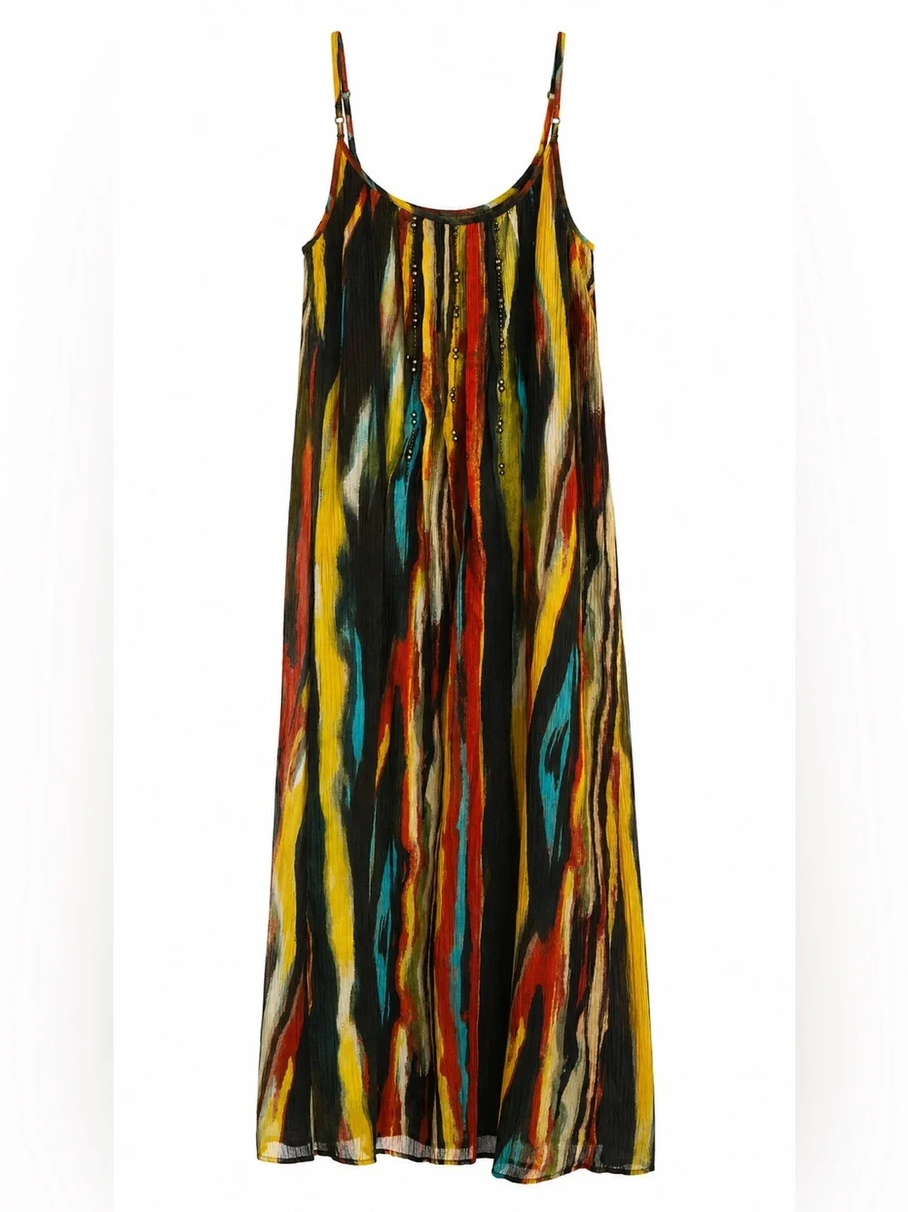 Jessica Simpson Mystic Maxi Dress Abstract Print Beaded Adjustable Straps Medium - Picture 2 of 7